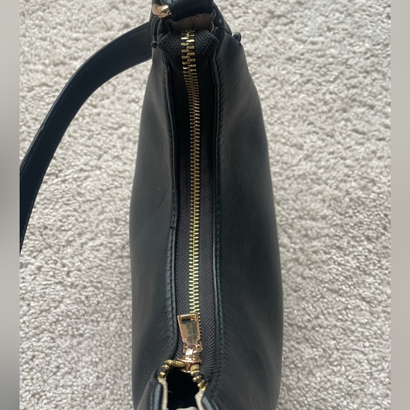 Faux Leather Black Crescent Shoulder Bag - Picture 7 of 10